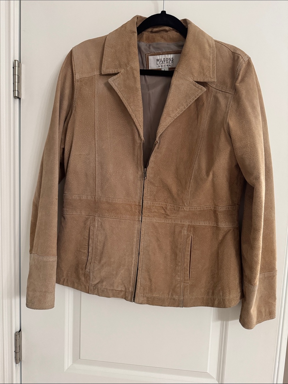 Wilsons Leather Women's Beige Suede Zip Jacket